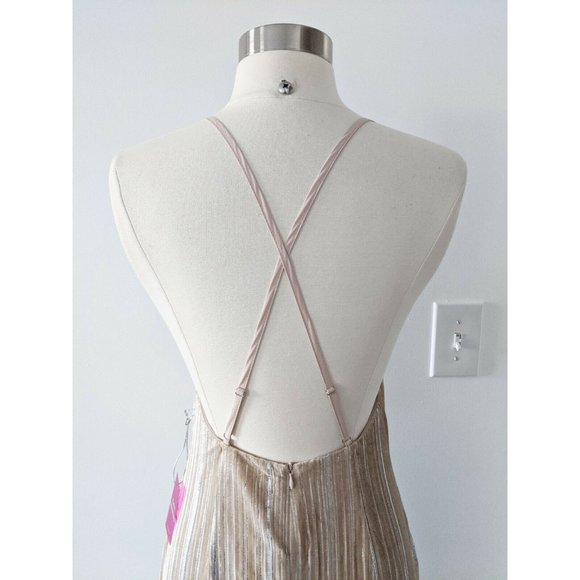 Champagne Formal Dress Bridal 1920s Great Gatsby women's MEDIUM marilyn monroe - Picture 5 of 8